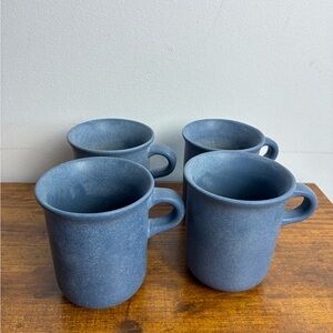 Set of 4 Dansk Blue Stoneware Mugs